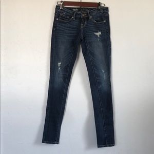 Dark low rise skinny jeans